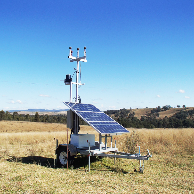 monitoring harware and solar panels on a trailer