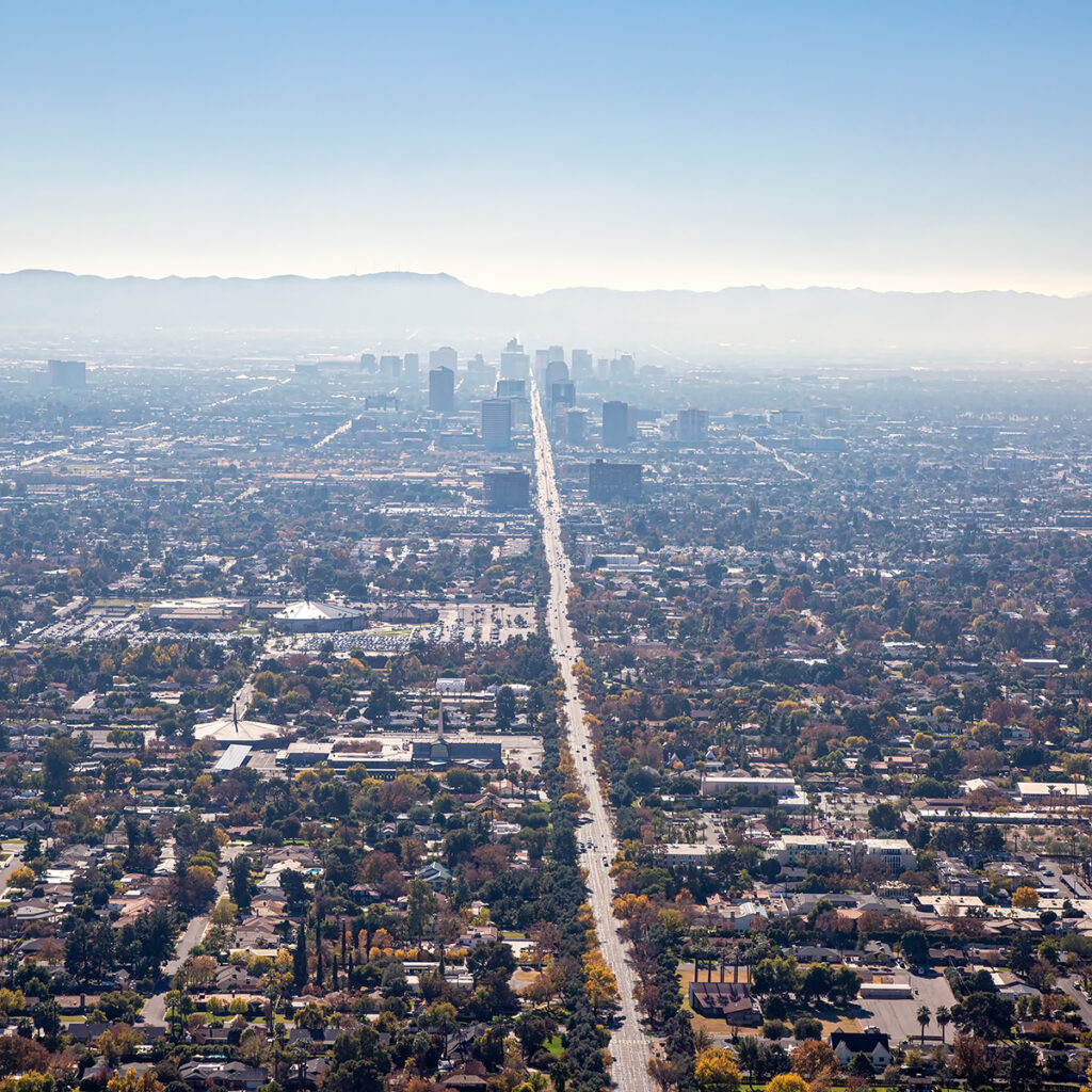 cityscape showing temperature inversion