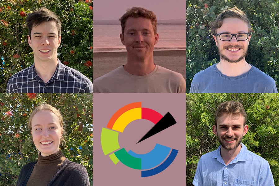 Five student interns at Emergent Group in 2023